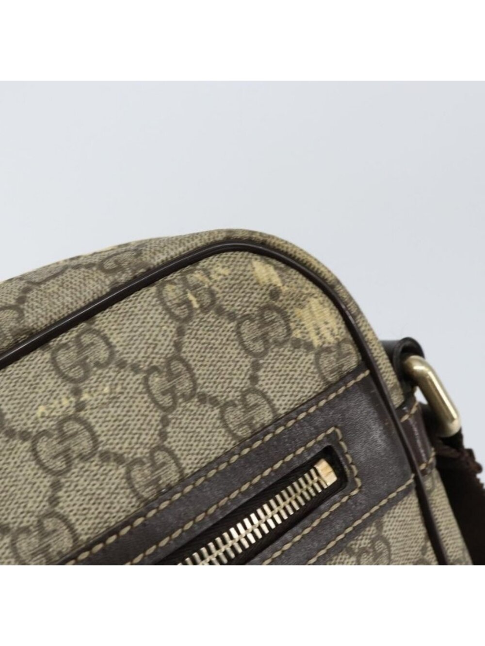 Authentic GUCCI GG Supreme Shoulder Bag PVC Brown Gold 201448 - Picture 16 of 16